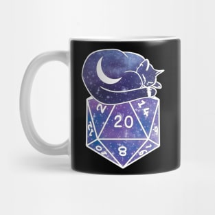 Sleepy Kitty on a D20 Mug